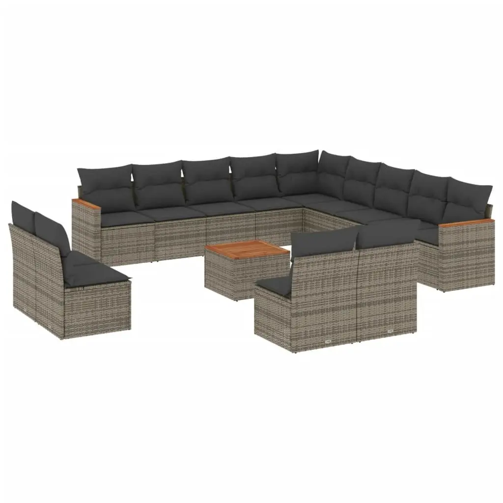 Grey Modular 14-Piece Outdoor Garden Sofa Set