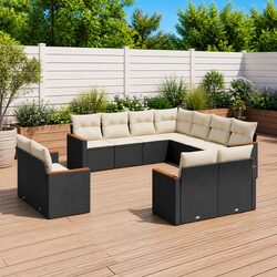 Black Modular Garden Sofa Set 11 Piece Outdoor Rattan