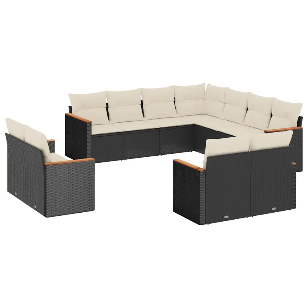 Garden Sofa Set PE Rattan 11 Piece Modular Seating Black