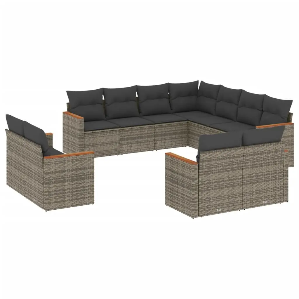 Garden Sofa Set PE Rattan 11 Piece Outdoor Furniture Grey Patio Lounge