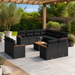 Durable 12 Piece Modular Garden Sofa Set in Black