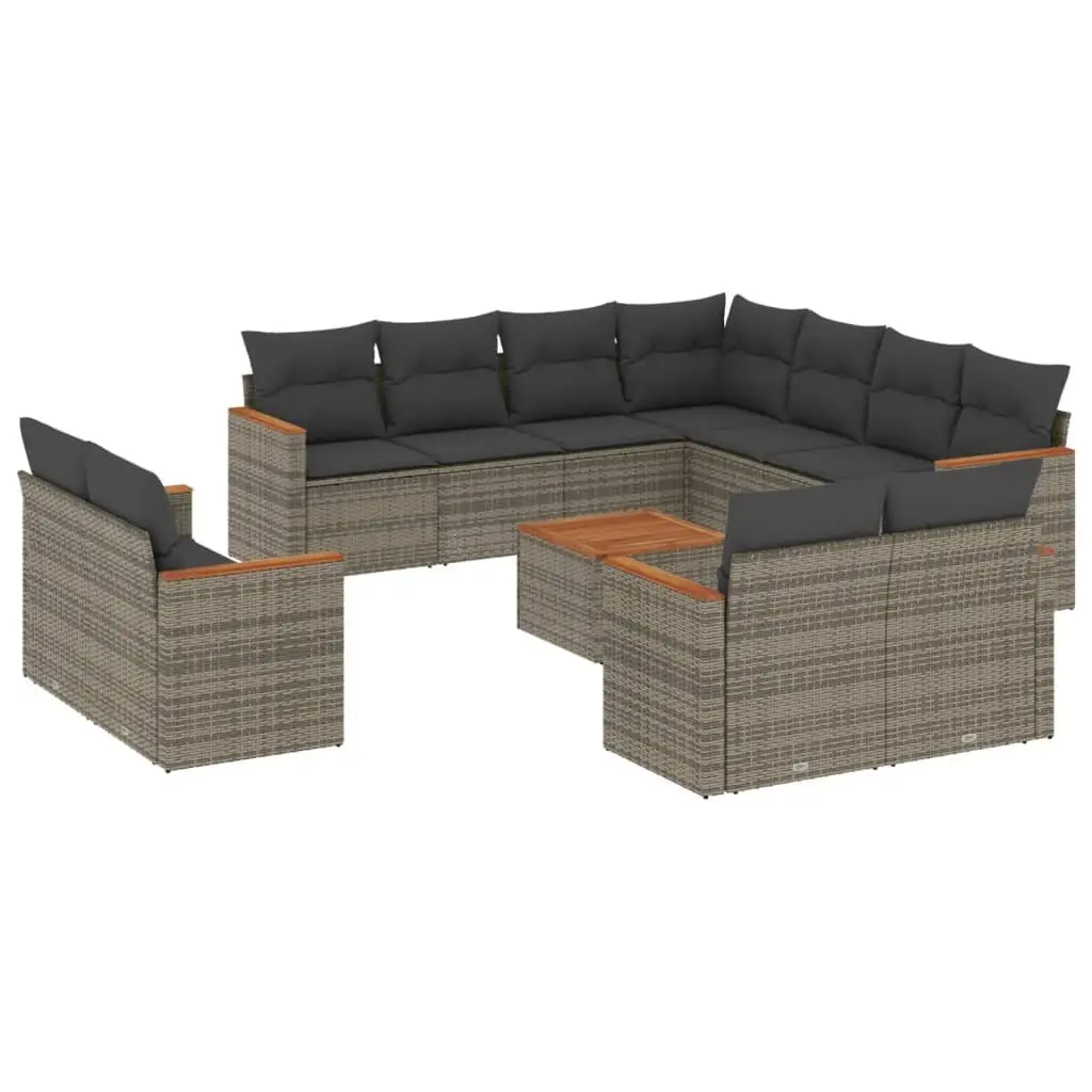 Garden Sofa Set PE Rattan 12 Piece Outdoor Furniture Grey Patio Lounge