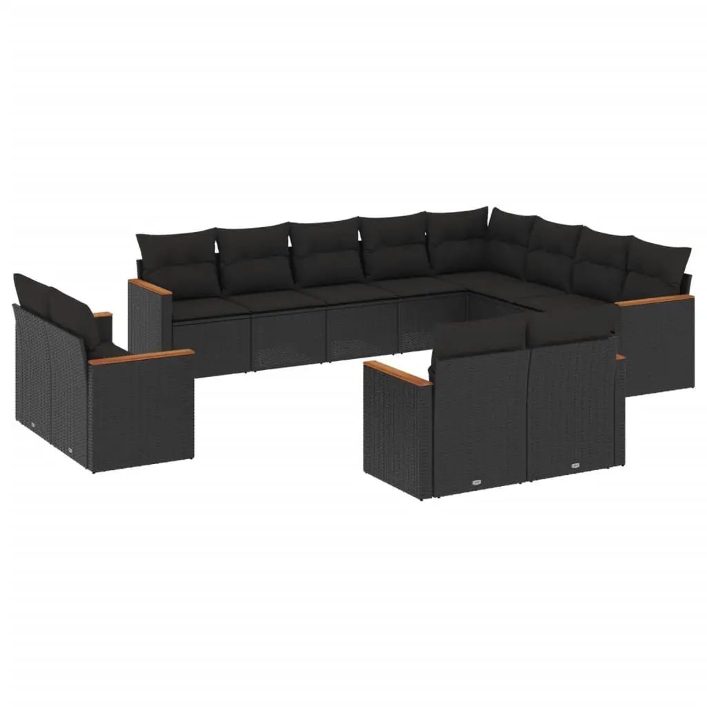 Garden Sofa Set PE Rattan 12 Piece Outdoor Furniture Patio Seating Black