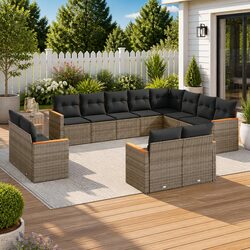 12 Piece Grey Modular Garden Sofa Set for Outdoor Relaxation