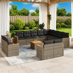 Premium 13-Piece Grey Rattan Garden Sofa Set