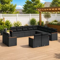 Black Modular Garden Sofa Set 13 Piece Outdoor Furniture