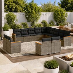 Premium 13 Piece Grey Modular Garden Sofa Set