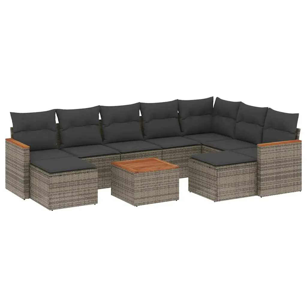 Garden Sofa Set PE Rattan 10 Piece Outdoor Furniture Modular Grey