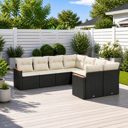 Premium 8-Piece Modular Garden Sofa Set in Black Rattan
