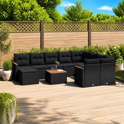Premium 11-Piece Garden Sofa Set in Black Poly Rattan