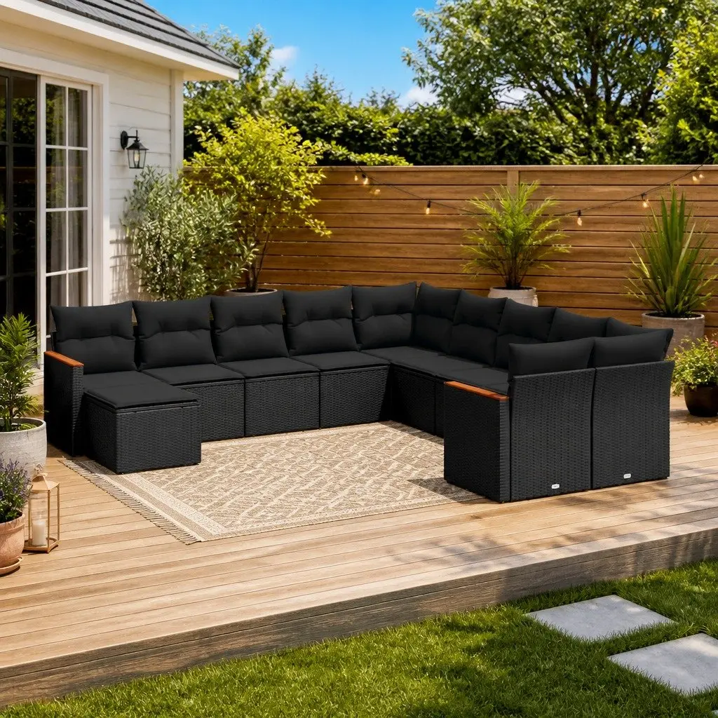 11 Piece Modular Garden Sofa Set with Cushions