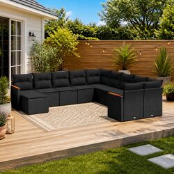 Premium 11 Piece Modular Garden Sofa Set with Cushions