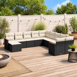 Premium 11 Piece Modular Outdoor Sofa Set in Black
