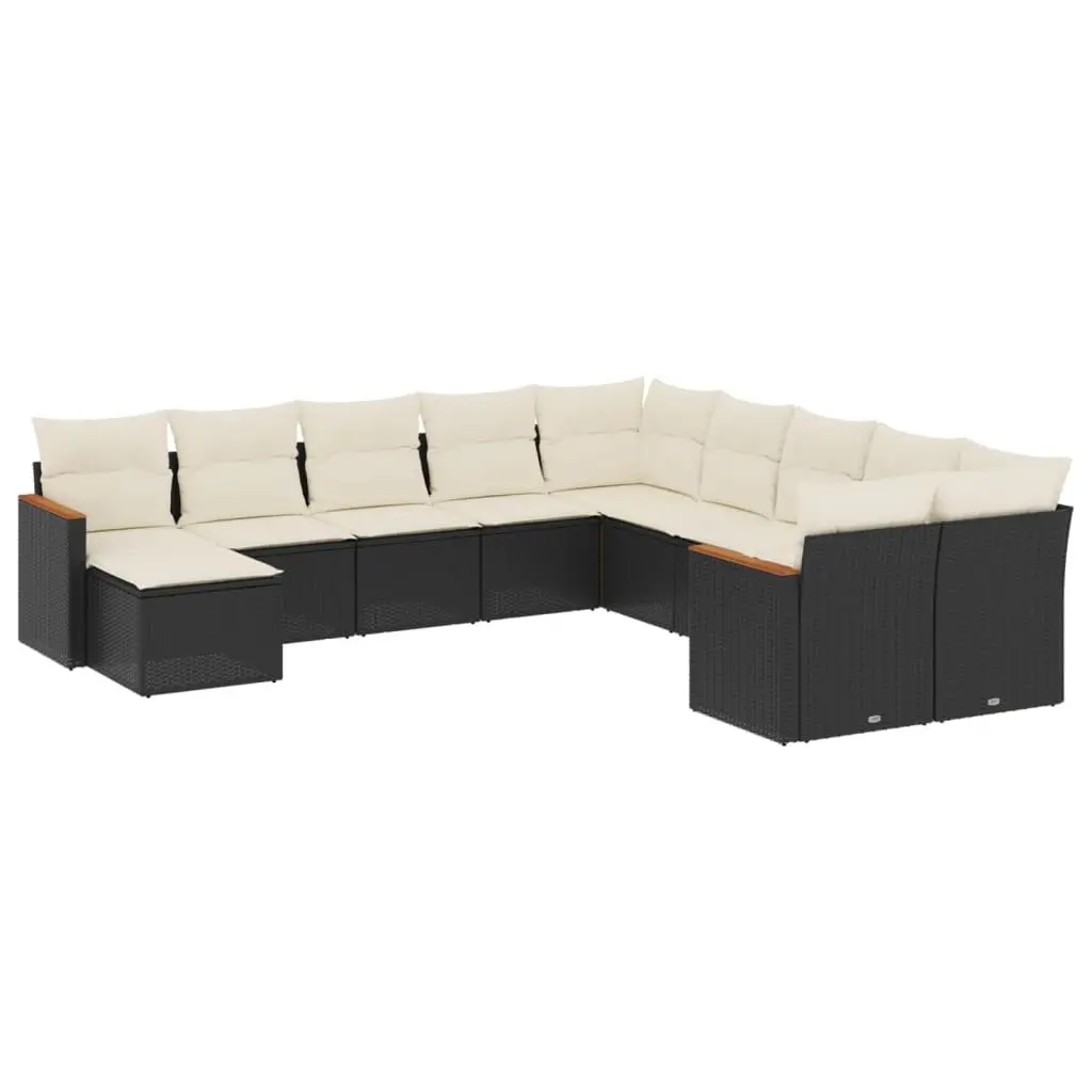 11 Piece Modular Outdoor Sofa Set in Black