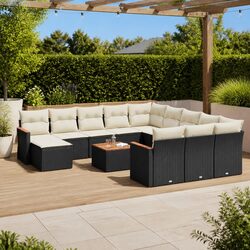 Premium 13 Piece Outdoor Garden Sofa Set in Black