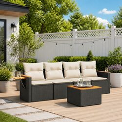 5-Piece Modular Outdoor Garden Sofa Set with Cushions