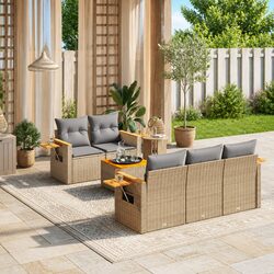 Durable 6-Piece Garden Sofa Set with Storage