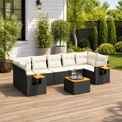 Premium 8 Piece Modular Outdoor Sofa Set in Black Rattan
