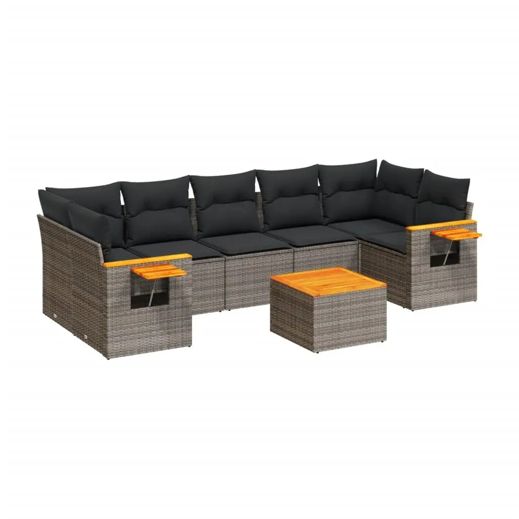 Garden Sofa Set PE Rattan 8 Piece Grey Modular Outdoor Furniture