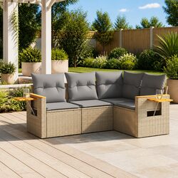 Durable Garden Sofa Set 4 Piece Outdoor Furniture Beige
