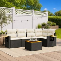 Stylish 6 Piece Black Garden Sofa Set for Outdoors