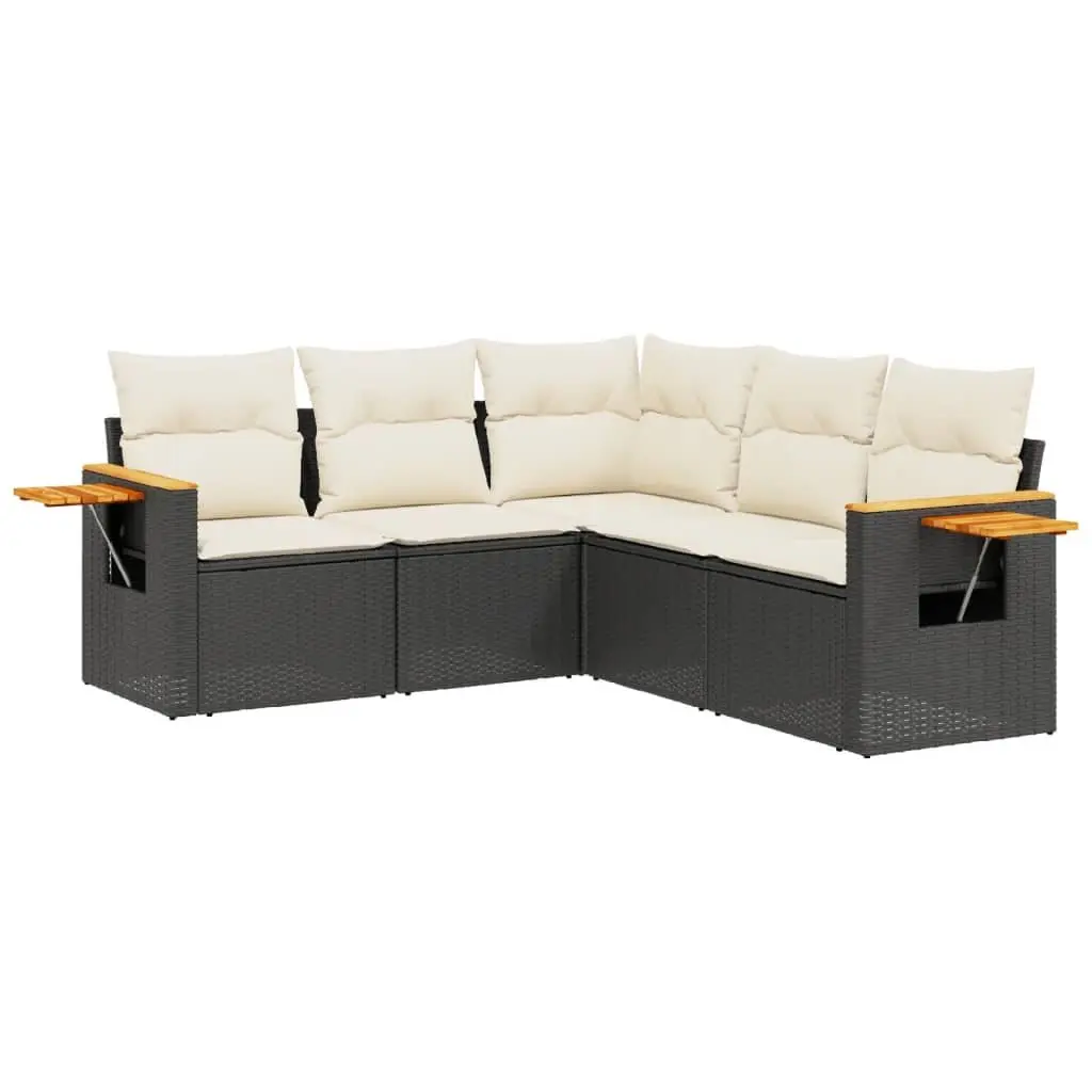 5-Piece Modular Garden Sofa Set in Black Rattan