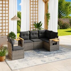 Durable 5-Piece Garden Sofa Set with Grey Cushions