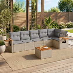 Durable 7 Piece Outdoor Garden Sofa Set in Beige