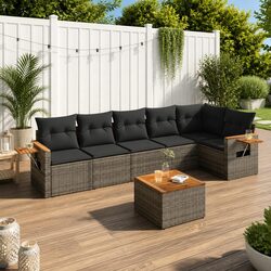 Sturdy 7 Piece Garden Sofa Set Outdoor Furniture Grey