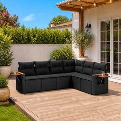 Premium 6 Piece Modular Outdoor Sofa Set in Black