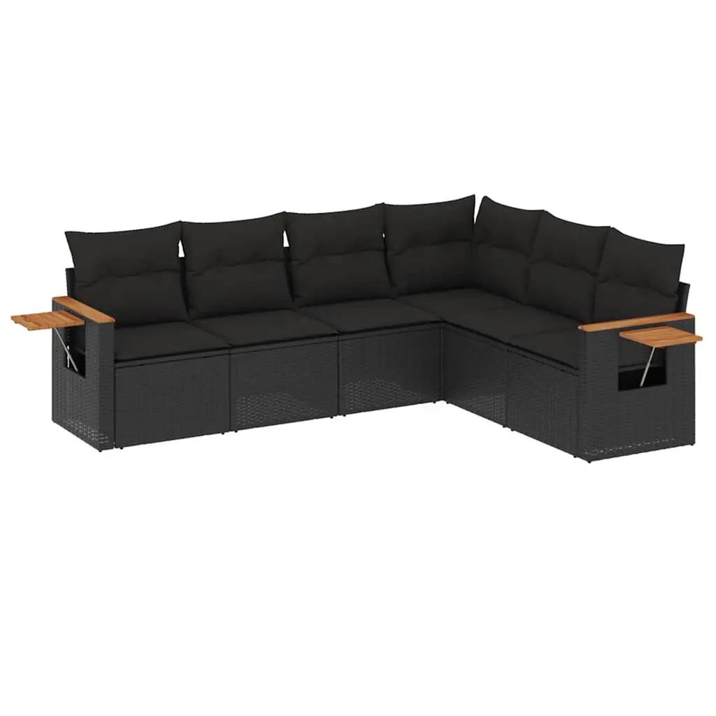 6 Piece Modular Outdoor Sofa Set in Black