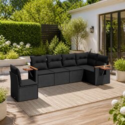 Durable 6 Piece Garden Sofa Set with Storage Cushions