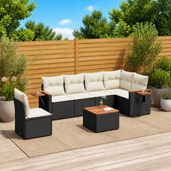 High-Quality 7 Piece Modular Garden Sofa Set - Black