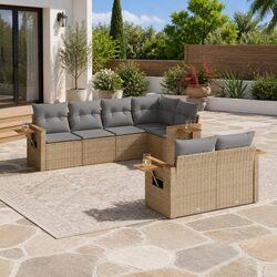 Sturdy 7 Piece Garden Sofa Set with Storage in Grey