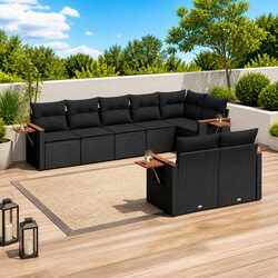 Modular 8-Piece Garden Sofa Set in Black Poly Rattan