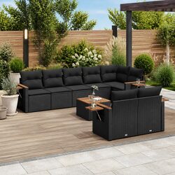 High-Quality 9 Piece Modular Garden Sofa Set in Black