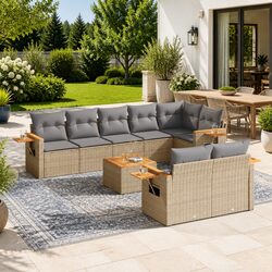 Premium 9-Piece Outdoor Garden Sofa Set in Beige