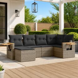 Grey 6 Piece Garden Sofa Set for Outdoor Relaxation