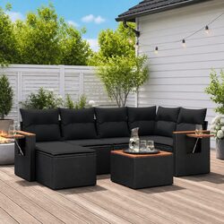 7-Piece Black Garden Sofa Set for Outdoor Spaces