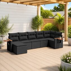 Premium 7 Piece Outdoor Garden Sofa Set in Black