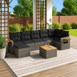 Modular 8-Piece Grey Rattan Sofa Set for Outdoor Use