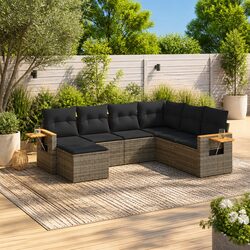 7-Piece Grey Modular Garden Sofa Set for Outdoor Use