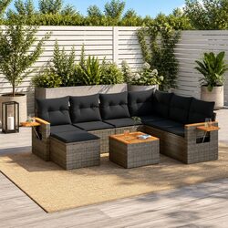8-Piece Grey Modular Patio Sofa Set with Storage