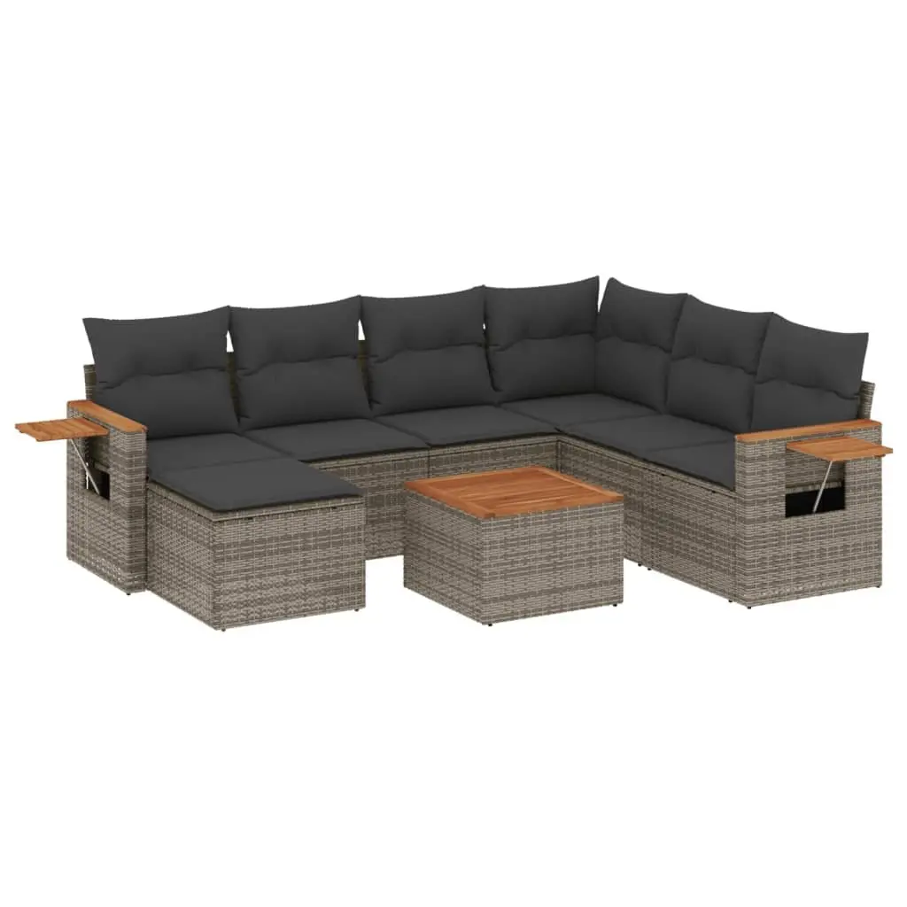 8-Piece Grey Modular Patio Sofa Set with Storage