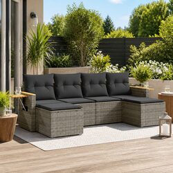 Premium 6 Piece Outdoor Garden Sofa Set in Grey