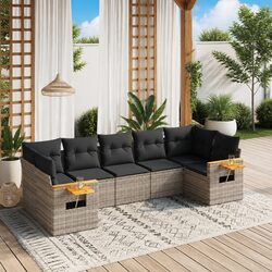 Durable 7-Piece Garden Sofa Set in Grey Poly Rattan