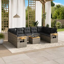 10-Piece Modular Garden Sofa Set in Grey Poly Rattan