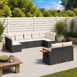 Premium 9 Piece Garden Sofa Set with Storage in Black