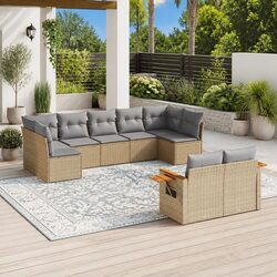 9 Piece Modular Patio Furniture Set with Storage Cushions