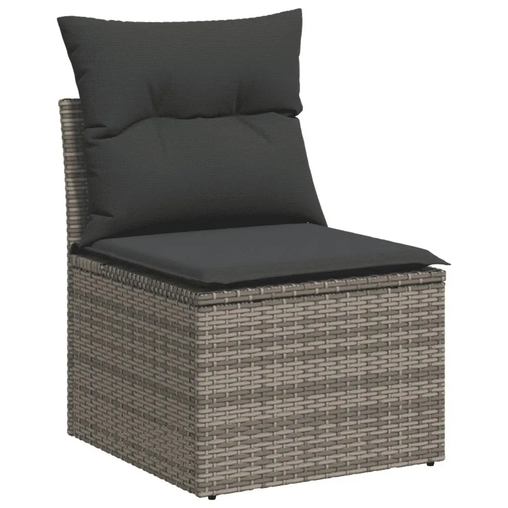 9-Piece Grey Poly Rattan Garden Sofa Set